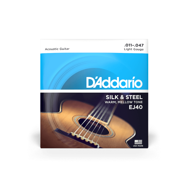 Imagem de Jogo Cordas para Guitarra Acústica D'Addario .011 Silk & Steel EJ40